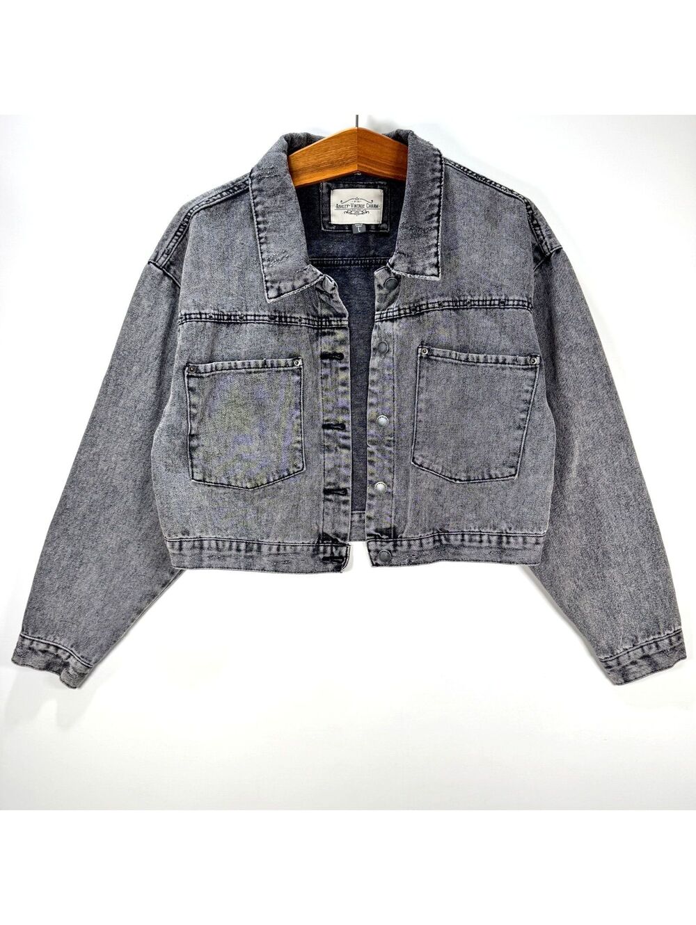 Ashley Vintage Charm Cropped Denim Jacket - L